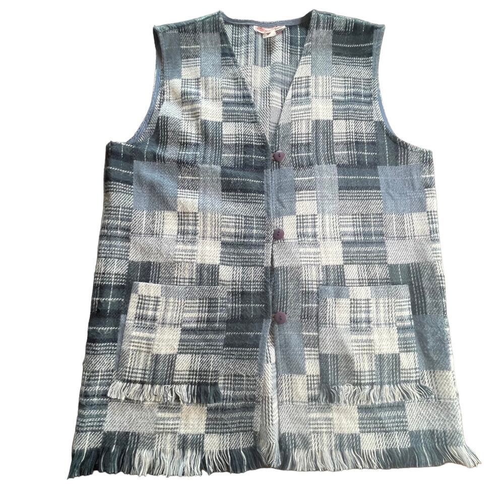 Vintage Cottagecore Patchwork Longline Fringed Ve… - image 1